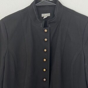 J Jill Black Jacket Petite Size 10P Button Front Mandarin Collar Career‎